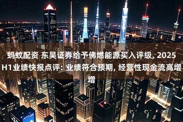 蚂蚊配资 东吴证券给予佛燃能源买入评级, 2025H1业绩快报点评: 业绩符合预期, 经营性现金流高增